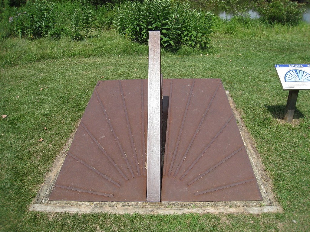Matthaei Botanical Gardens 2010 0075.jpg - There is a sun dial to tell the time, you just have to know how to read it. Only problem is I do not think anyone ever comes out and adjusts it for Daylight Savings Time so it is off by an hour.